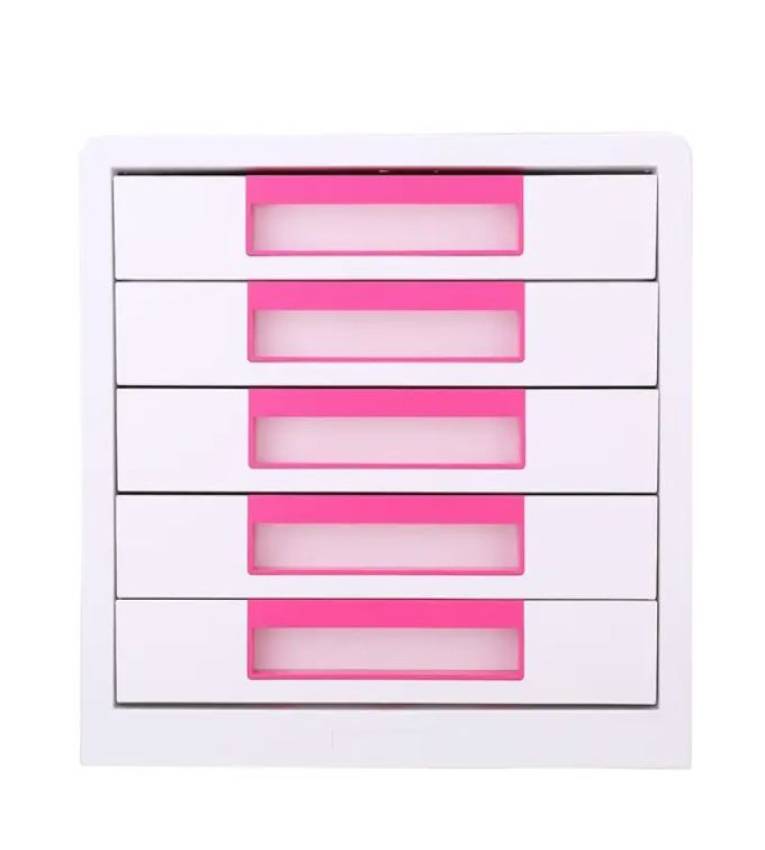 Classeur A4 5 Étages en Rose - Rangement Pratique pour Bureau